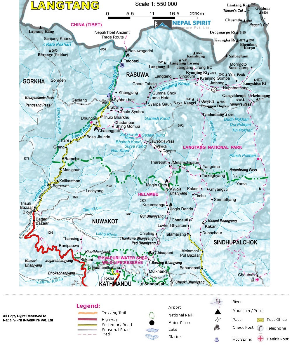 Langtang Circuit Trek - 17 Days map